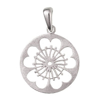 Load image into Gallery viewer, Anhänger matt rund Blume Mühlrad Sterling Silber 925 Silberanhänger Damen Schmuck Kette
