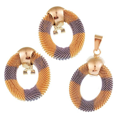 Brass Schmuck Set Ohrringe Anhänger Damen nickelfrei rund