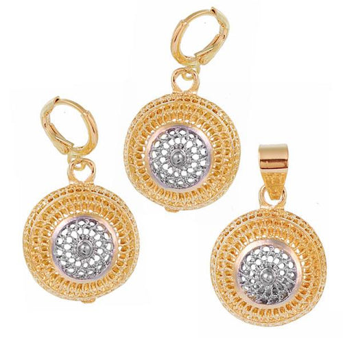 Brass Schmuck Set Ohrringe Anhänger Damen nickelfrei halbe Kugel