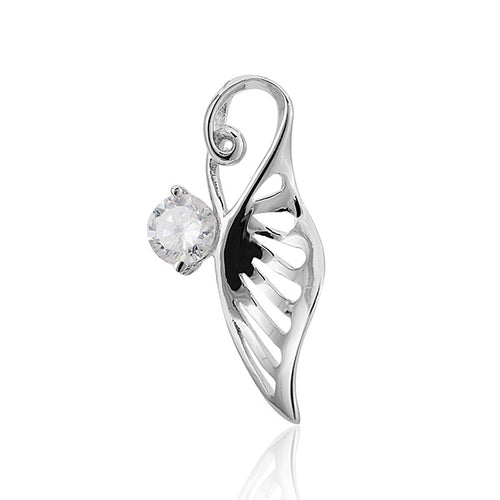 Zirkonia Anhänger Silberschmuck 925er Sterling Silber Fassung Blatt