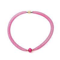 Load image into Gallery viewer, Set Kette Armband Stein Perle Nylon Schlauch Magnetverschluss zweilagig nickelfrei bunt neon
