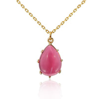 Load image into Gallery viewer, Kette 18 karat vergoldet magenta Tropfen Glaskristall nickelfrei Karabiner
