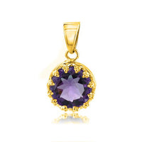 Load image into Gallery viewer, Silberanhänger Krone rund Amethyst facettiert lila 1 micron vergoldet 925er Sterling Silber
