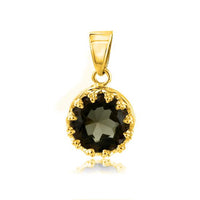 Load image into Gallery viewer, Silberanhänger Krone rund Rauchquarz facettiert braun 1 micron vergoldet 925er Sterling Silber
