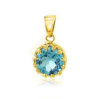 Load image into Gallery viewer, Silberanhänger Krone rund Topas facettiert blau 1 micron vergoldet 925er Sterling Silber
