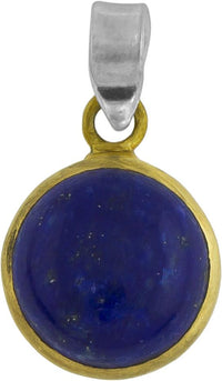 Load image into Gallery viewer, Silberanhänger vergoldet rund Stein Lapis blau Anhänger 925 Sterling Silber Lazuli
