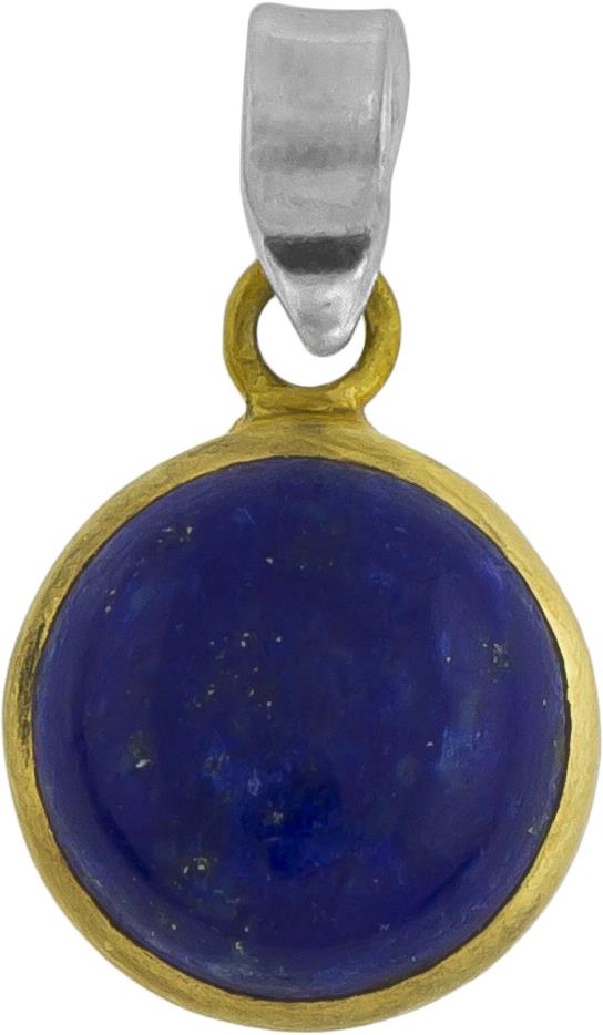 Silberanhänger vergoldet rund Stein Lapis blau Anhänger 925 Sterling Silber Lazuli
