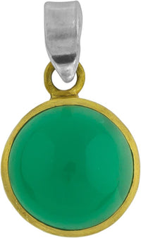 Load image into Gallery viewer, Silberanhänger vergoldet rund Stein Onyx grün Anhänger 925 Sterling Silber
