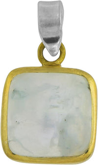 Load image into Gallery viewer, Silberanhänger vergoldet eckig Stein Mondstein weiß Anhänger 925 Sterling Silber
