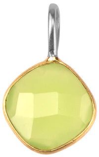 Load image into Gallery viewer, Silberanhänger vergoldet Raute Stein Calcit hellgrün facettiert 925 Sterling Silber Anhänger
