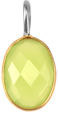 Load image into Gallery viewer, Silberanhänger vergoldet oval Stein Calcit hellgrün facettiert 925 Sterling Silber Anhänger
