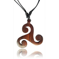 Cargar imagen en el visor de la galería, Celtic Viking braun Narra Holz Kette Triskele Halskette
