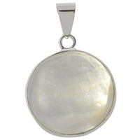 Cargar imagen en el visor de la galería, Perlmutt Anhänger kreisförmig 925er Sterlingsilber Perlmutt Rückseite mit Muster
