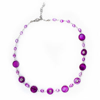 Load image into Gallery viewer, Halskette violett Perlmutt Muschel Perlen Scheiben Ringe
