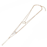 Cargar imagen en el visor de la galería, Brass Kette goldfarben dreiteilig Form Geometrisch Rechteck weißer Stein ca. 46cm Länge
