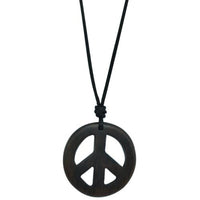 Load image into Gallery viewer, Kette, Braun, aus Sono Holz, Peace Anhänger, 3,3cm, verstellbare Baumwollkette
