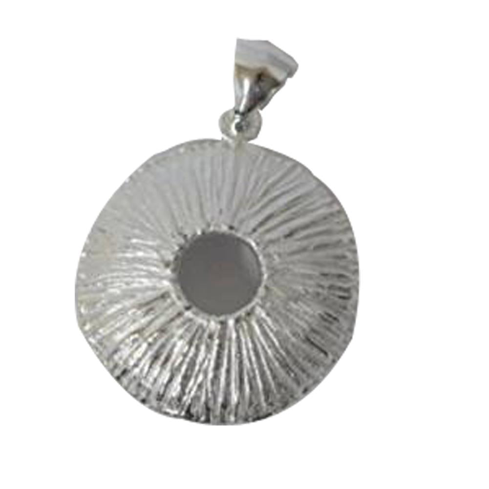 Silberanhänger rund gewölbt Loch Rillen 925er Sterling Silber Anhänger Kette Unisex