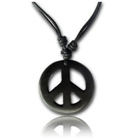 Load image into Gallery viewer, Kette Sono Holz Peace Anhänger schwarz 3,3 cm verstellbar Baumwollkette

