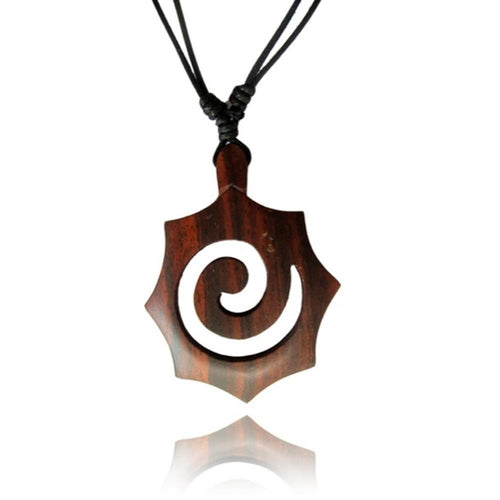 Kette Sono Holz Spirale spitz Wabe braun Anhänger 65 mm verstellbar Baumwolle