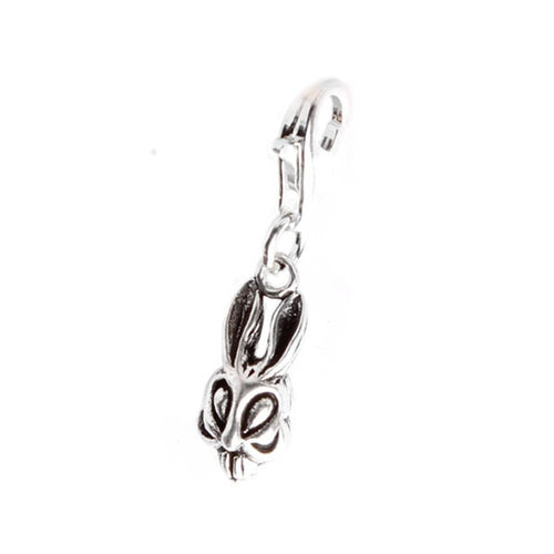 Silberanhänger Rabbit Kopf Charm Anhänger Karabiner 925er Sterling Silber Unisex Schmuck