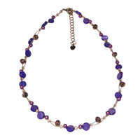 Load image into Gallery viewer, Halskette Glas Perlen Perlmutt Scheiben Glitzer lila 42-48cm
