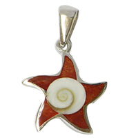 Load image into Gallery viewer, Seestern Anhänger mit Shivaauge und Raisin, ca. 1,5cm Ø 925er Sterlingsilber
