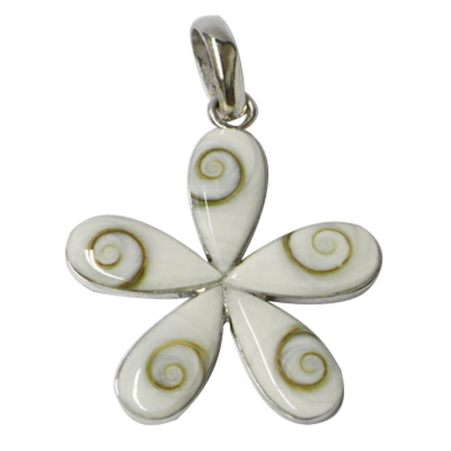 Shivaauge Silberanhänger Blume Anhänger 925er Sterling Silber Shiva Auge Eye Damen Schmuck