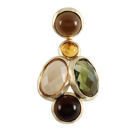 Silberanhänger Zirkonia vergoldet gold orange grün braun oval rund Anhänger 925er Sterling Silber