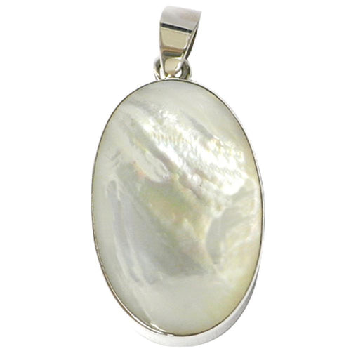 Perlmutt Muschel Anhänger Silberanhänger 925er Sterling Silber Damen Schmuck massiv oval