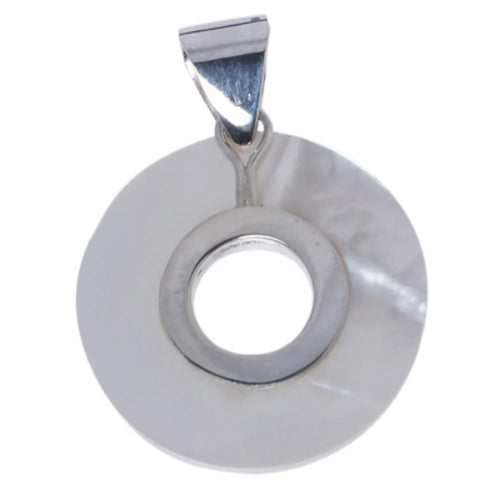 Perlmutt-Anhänger, kreisrunder Damenanhänger aus 925er Sterlingsilber mit Perlmutt, ca. 20 mm Ø