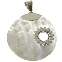 Load image into Gallery viewer, Perlmutt Muschel Anhänger Silberanhänger 925er Sterling Silber rund Loch Blume Damen Schmuck
