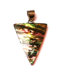 Cargar imagen en el visor de la galería, Abalone Perlmutt Muschel Silberanhänger Anhänger Kette 925er Sterling Silber Unisex Schmuck Dreieck
