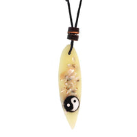 Cargar imagen en el visor de la galería, Surferkette Muschel Splitter Holz Resin Baumwolle verstellbar Yin Yang bunt
