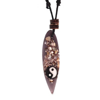 Cargar imagen en el visor de la galería, Surferkette Muschel Splitter Holz Resin Baumwolle verstellbar Yin Yang bunt
