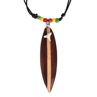 Cargar imagen en el visor de la galería, Surferkette Haifzahn Surfbrett rund Holz Muschel verstellbar
