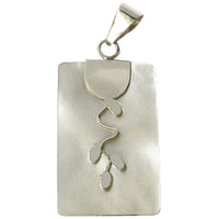 Cargar imagen en el visor de la galería, Perlmutt-Anhänger, rechteckiger Damenanhänger aus 925er Sterlingsilber und Perlmutt, mit Silberverzierung, ca. 33 x 22mm
