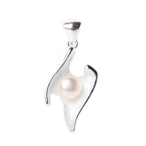 N Form Perle weiß Silberanhänger Perlen Anhänger Sterling Silber 925er Damen Schmuck