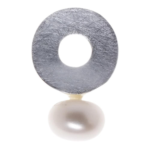 rund Perlenanhänger Loch gebogen Silberanhänger gemasert 925er Sterling Silber Zuchtperle lang