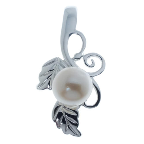 Perlenanhänger, blütenzweigförmiger Silberanhänger aus 925 Sterling Silber mit einer Zuchtperle