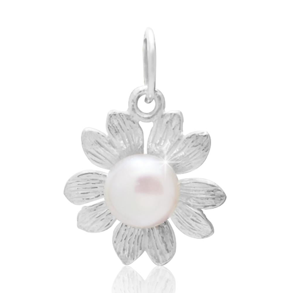 Blume fünfblättrig Perlenanhänger Silberanhänger 925er Silber Zuchtperle Anhänger Perle