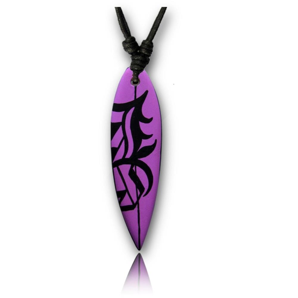 Surferkette lila mit schwarzem Tribal Holzkette Sonoholz Unisex verstellbar