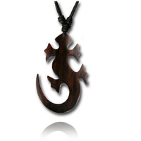Load image into Gallery viewer, Kette Sono Holz Gecko Eidechse braun Anhänger 45 mm verstellbar Baumwolle
