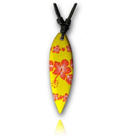 Cargar imagen en el visor de la galería, Surferkette Baumwolle Holz Surfbrett Blume Türkis handbemalt verstellbar Kette
