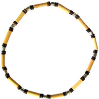Load image into Gallery viewer, Surferkette Bambus Holz Edelstahl Beads elastisch verstellbar braun beige silber Kette
