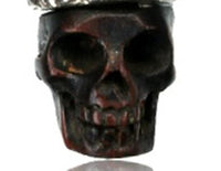 Load image into Gallery viewer, Kette Brass Baumwolle Holz Skull dunkel Anhänger Viking Wikinger Helm verstellbar
