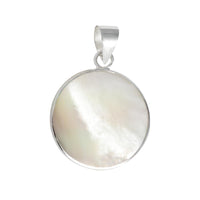 Cargar imagen en el visor de la galería, Perlmutt Anhänger 925 Sterlingsilber rund Blume Baum des Lebens Muschel Silber
