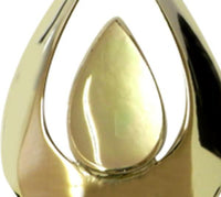 Cargar imagen en el visor de la galería, Close-up of a shiny, gold-colored abstract sculpture with a smooth teardrop design, reminiscent of the Silberanhänger Tropfen Anhänger Perlmutt Muschel Silber crafted from 925 Sterling Silber.

