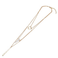 Cargar imagen en el visor de la galería, Brass Kette goldfarben dreiteilig Form Geometrisch Rechteck weißer Stein ca. 46cm Länge
