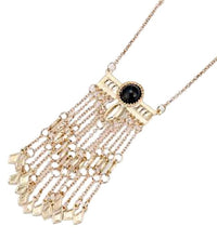 Load image into Gallery viewer, Brass Kette gold Anhänger Stein schwarz Ketten Raute ca.45cm
