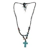 Cargar imagen en el visor de la galería, Halsketten Ethno Wachsfaden Steine Perlen Perlmutt Brass
